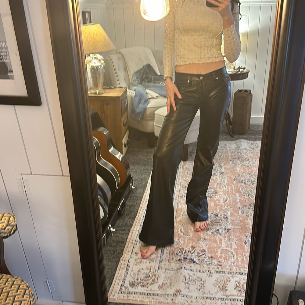Revice faux leather low rise flare pants